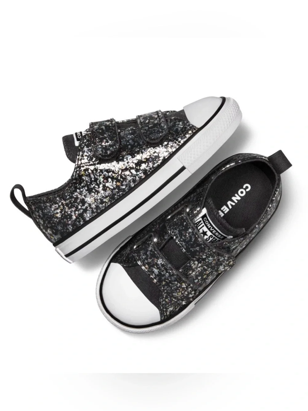 New Converse Chuck Taylor All Star Black Sparkle Toddler Girls Shoes Size 9 T